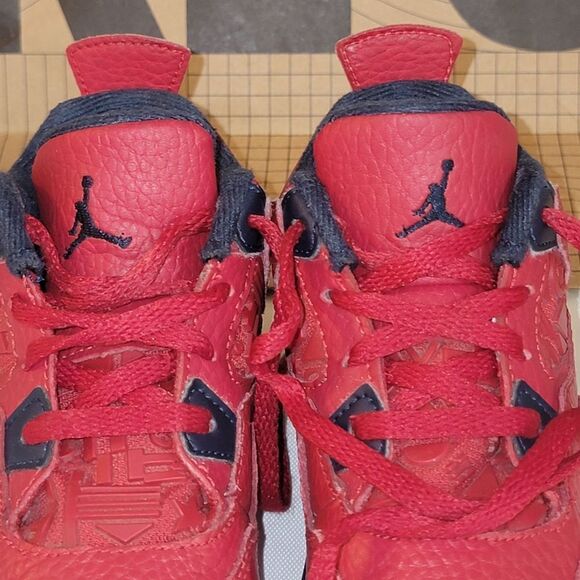 AIR JORDAN 4 RETRO SE 'FIBA' Gym Red White Metallic Gold Obsidian TD Size 9c - Picture 8 of 16